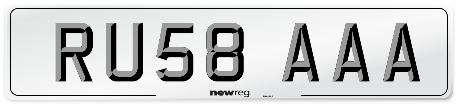 RU58 AAA Number Plate from New Reg
